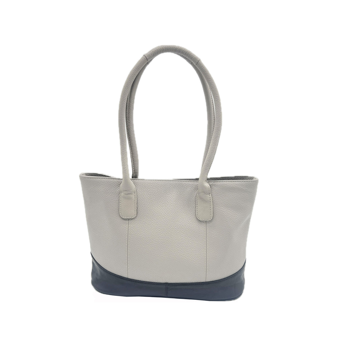 Amerileather Casual Leather Handbag (#1837-36789) - Lt Grey / Black