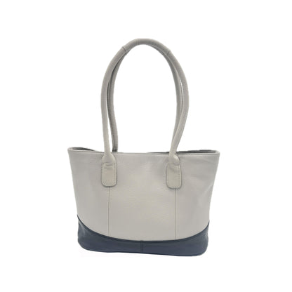 Amerileather Casual Leather Handbag (#1837-36789) - Lt Grey / Black