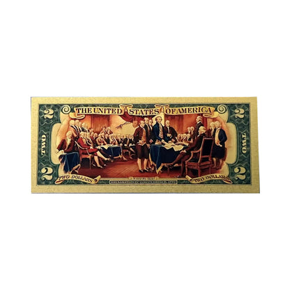 2 Dollar American Independence 250th Anniversary Gold Plated Fake Banknote
