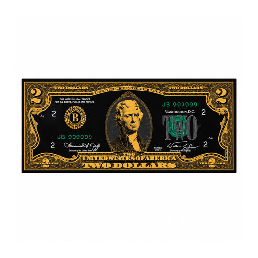 2 Dollar 24K Gold and Black Plated Decorative Collectible Banknote