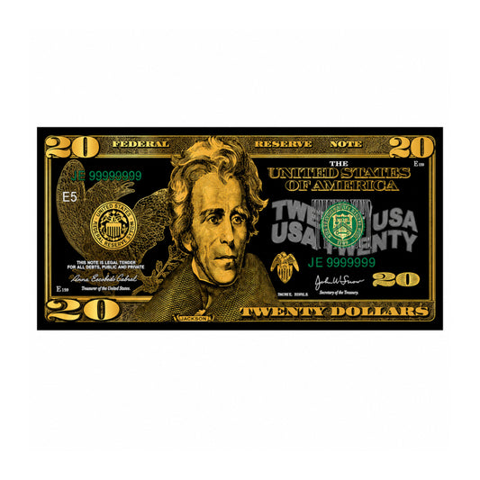 20 Dollar 24K Gold and Black Plated Decorative Collectible Banknote