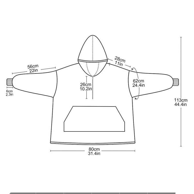 Oversized Pullover Warm Comfortable Fleece Hooded Blanket for Women- One Size