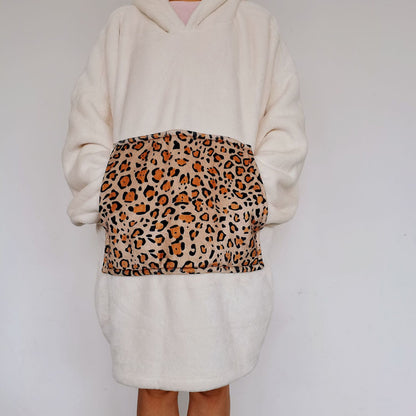 Oversized Pullover Warm Comfortable Fleece Hooded Blanket for Women- One Size