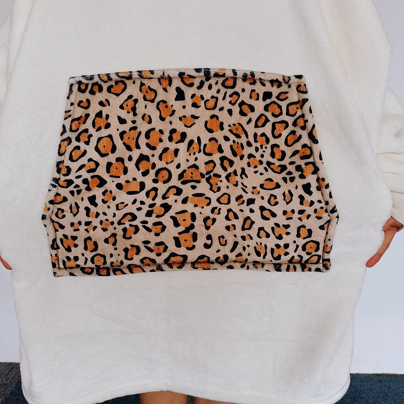 Oversized Pullover Warm Comfortable Fleece Hooded Blanket for Women- One Size