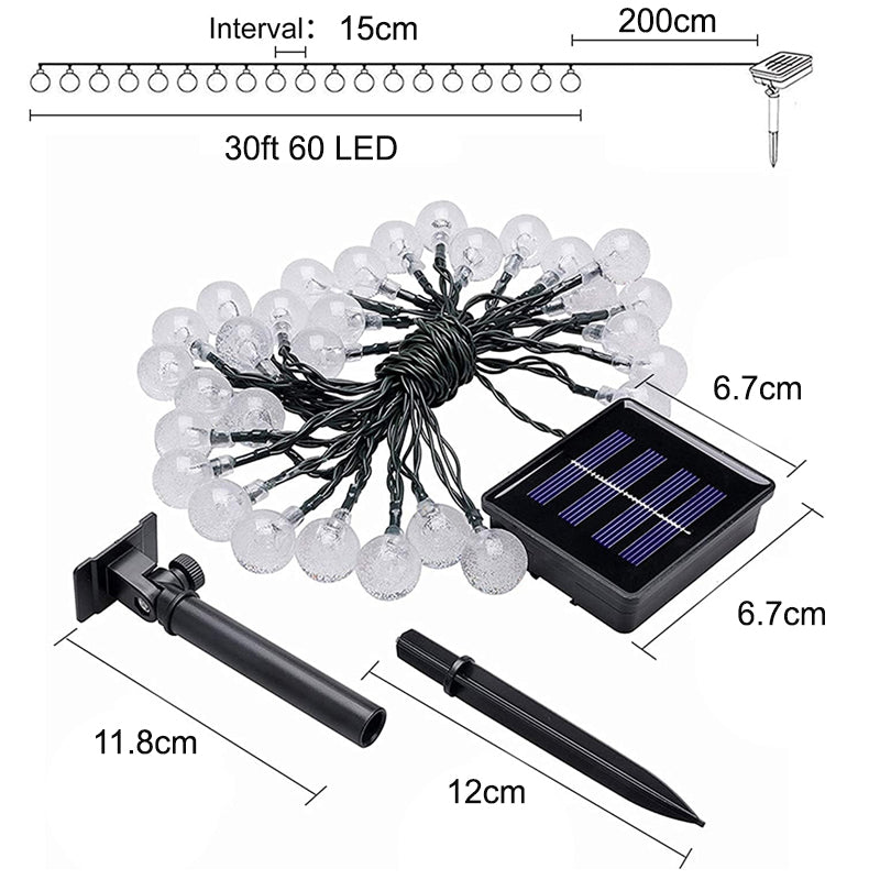 60 LED Outdoor Colorful Globe String Fairy LED Lights- Solar Powered