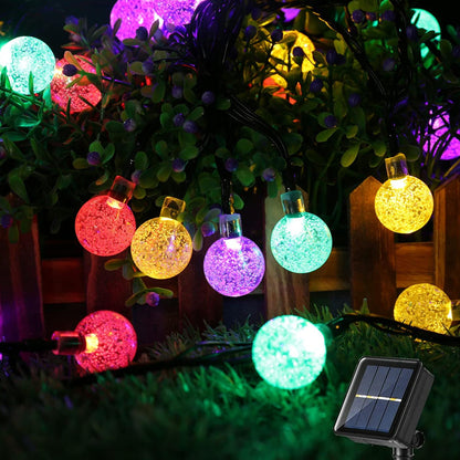 60 LED Outdoor Colorful Globe String Fairy LED Lights- Solar Powered