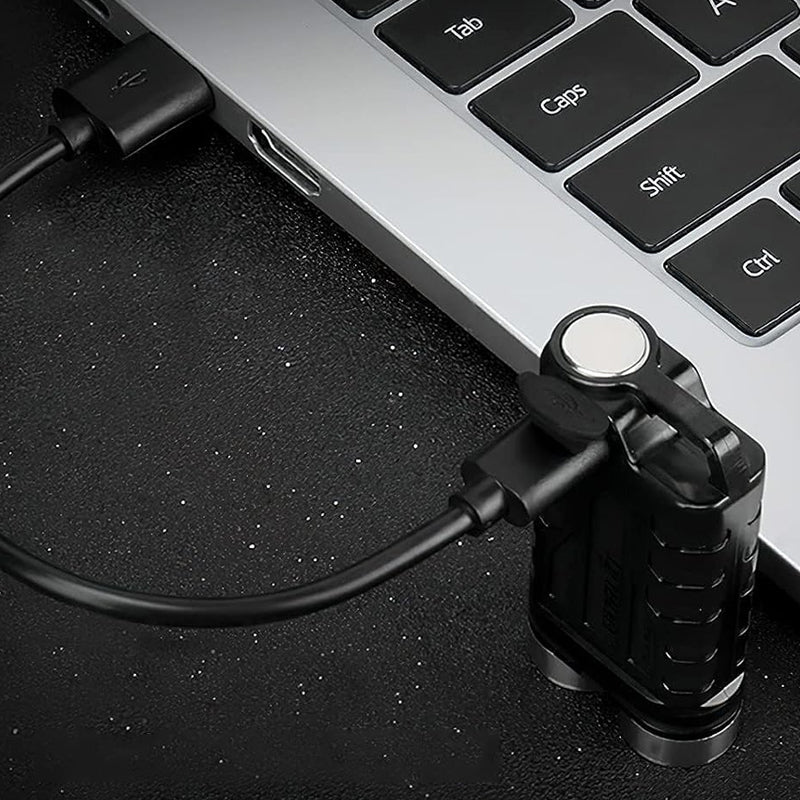 900LM Mini LED Flashlight Keychain Magnetic Torch- USB Rechargeable