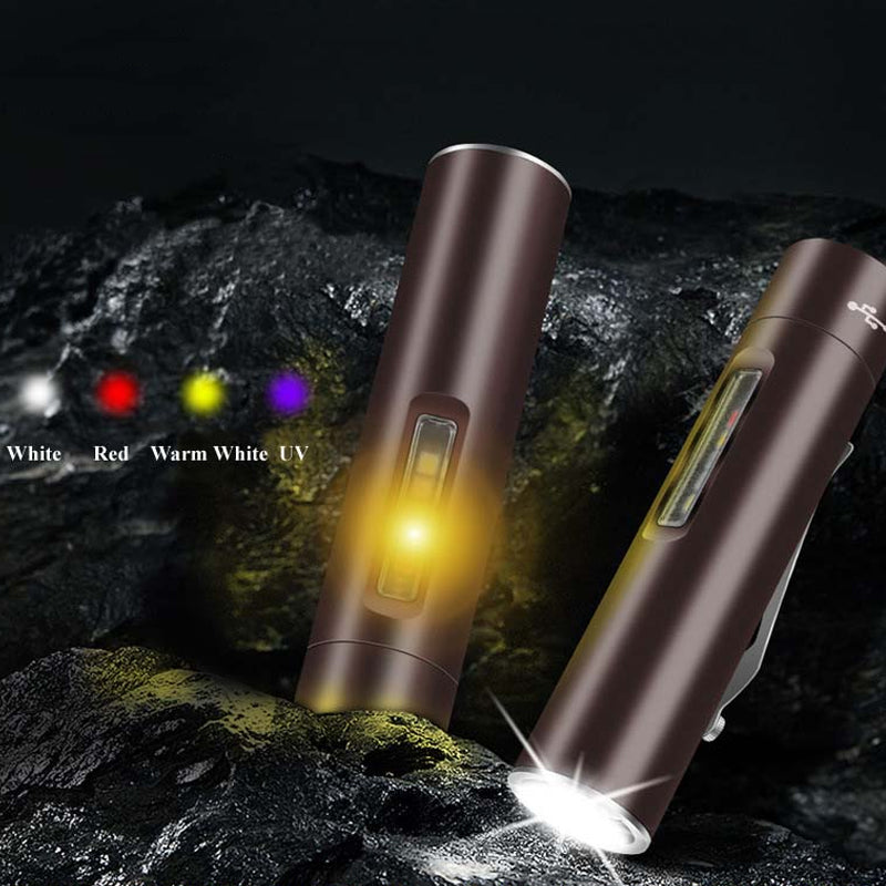 Mini Pocket LED Flashlight Magnetic Work Light- USB Rechargeable