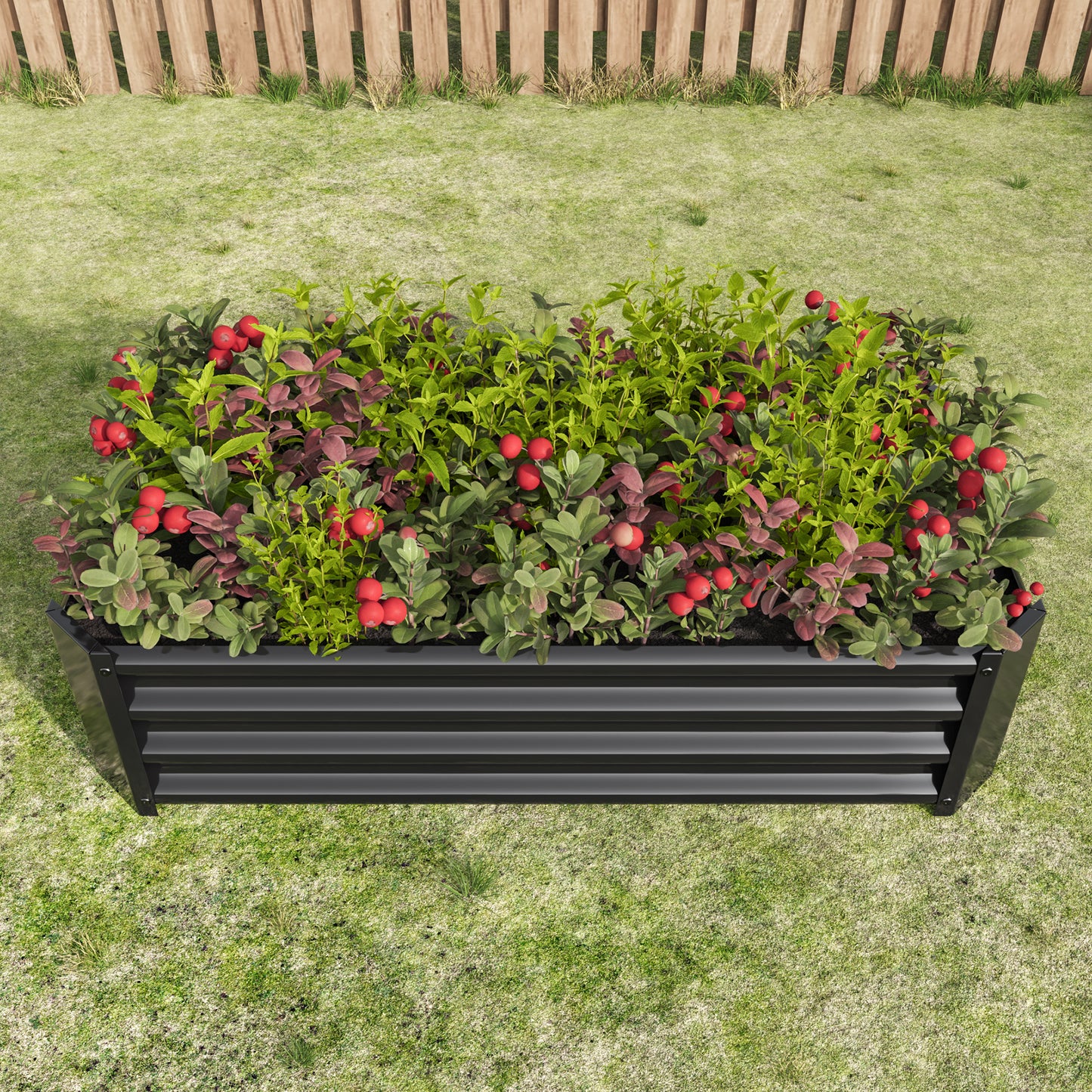 Metal Raised Garden Flower Bed Rectangular Raised Herb Planter