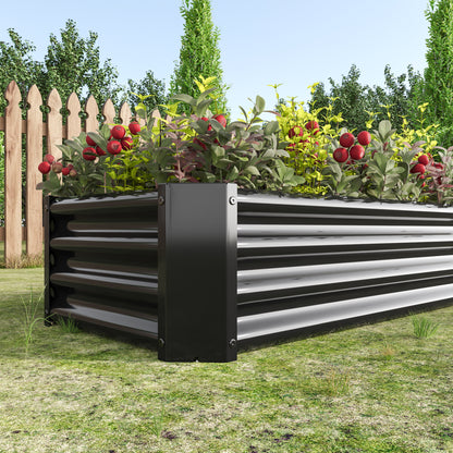 Metal Raised Garden Flower Bed Rectangular Raised Herb Planter