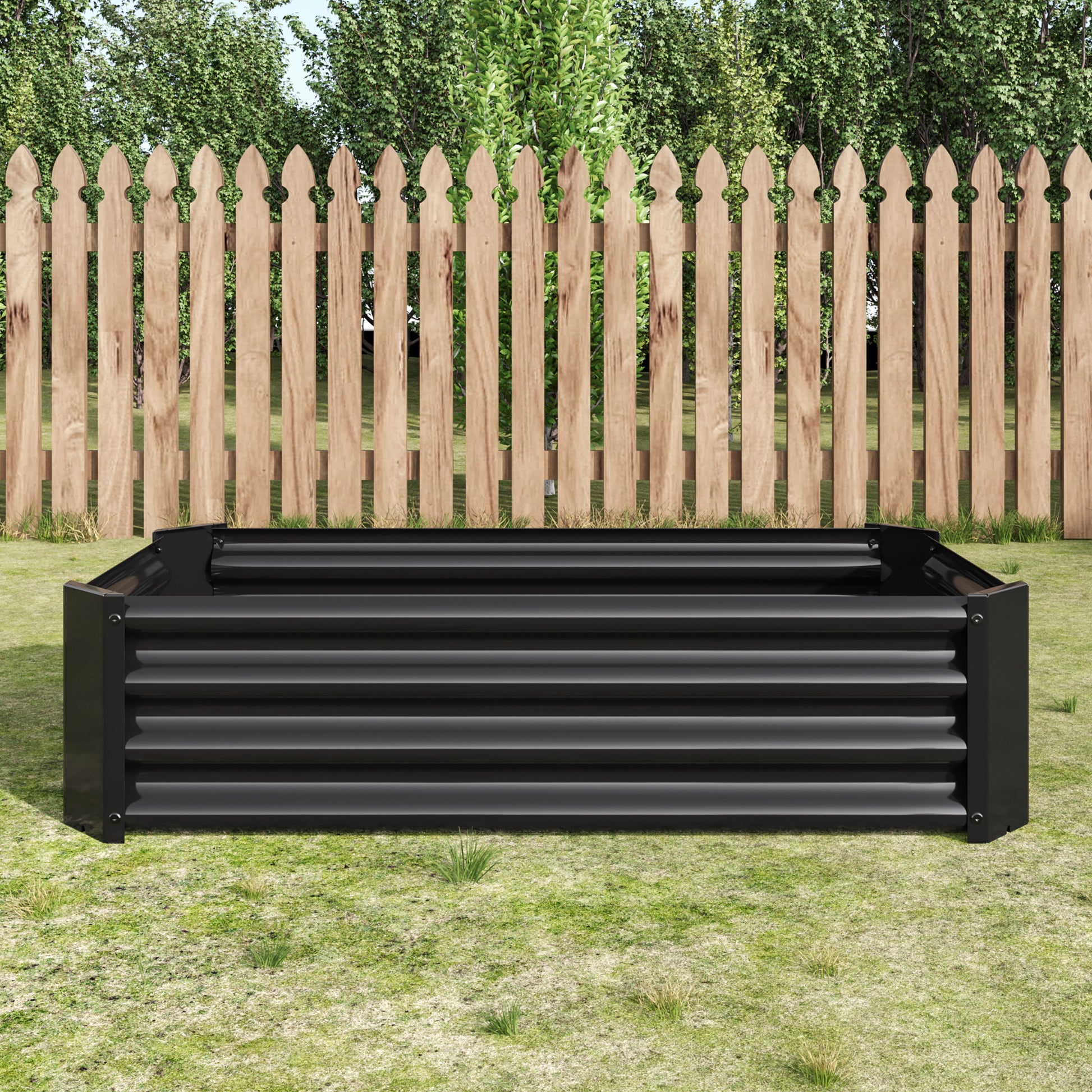 Metal Raised Garden Flower Bed Rectangular Raised Herb Planter