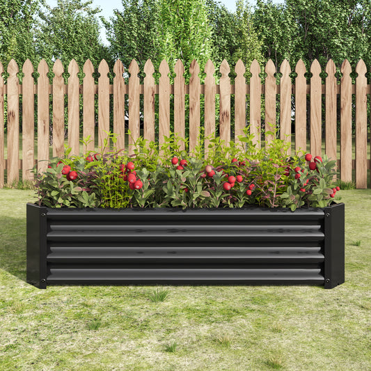 Metal Raised Garden Flower Bed Rectangular Raised Herb Planter