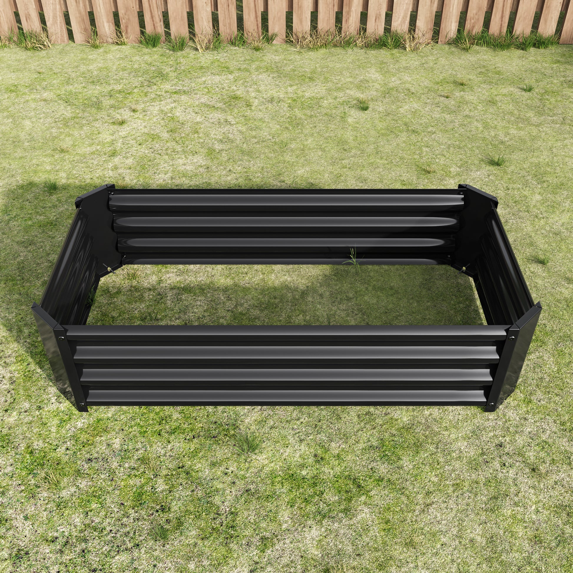 Metal Raised Garden Flower Bed Rectangular Raised Herb Planter