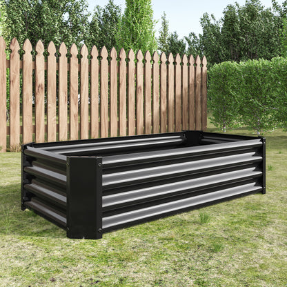 Metal Raised Garden Flower Bed Rectangular Raised Herb Planter