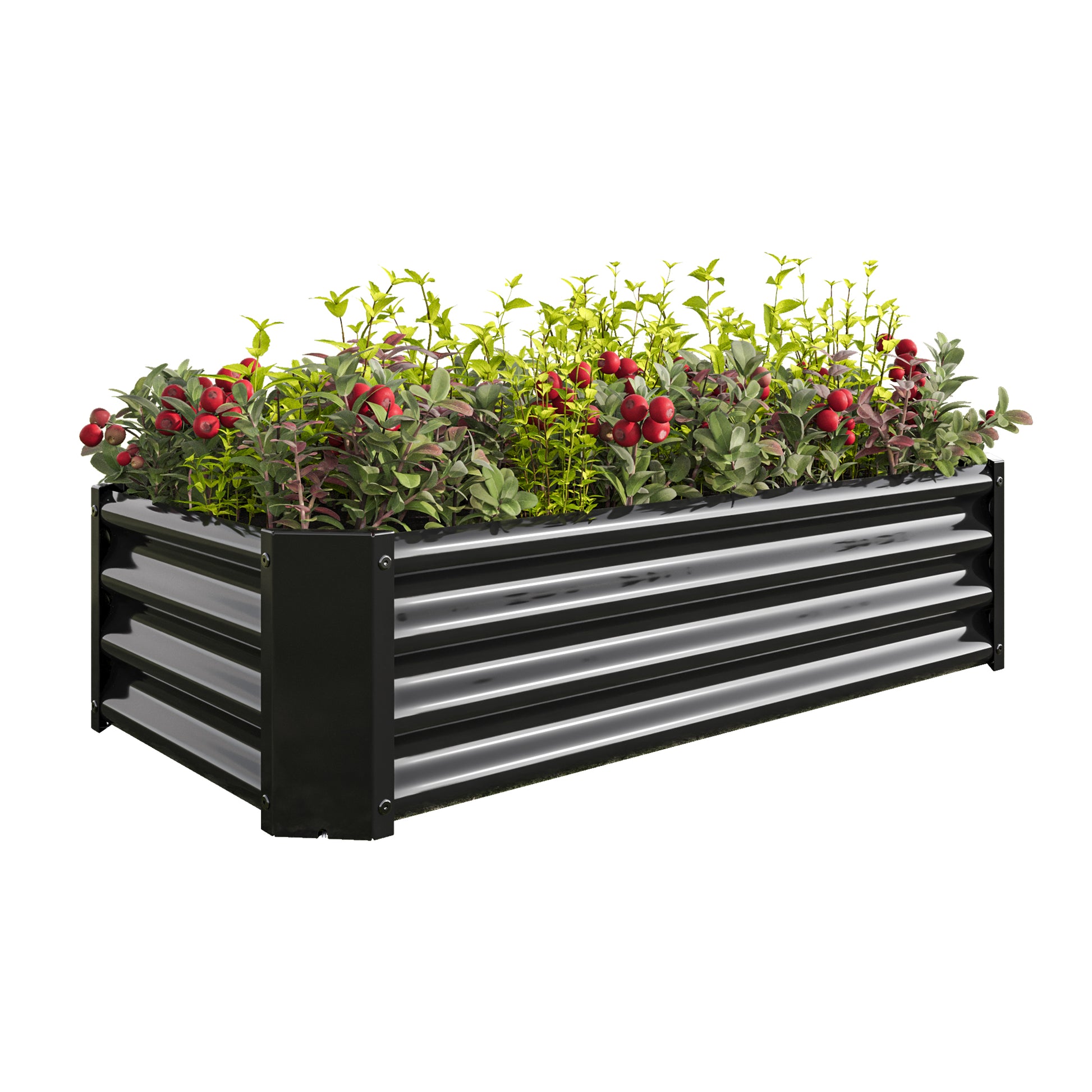 Metal Raised Garden Flower Bed Rectangular Raised Herb Planter