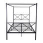 Quick Assembly Queen Sized Metal Canopy X Shaped Platform Bed Frame- Black