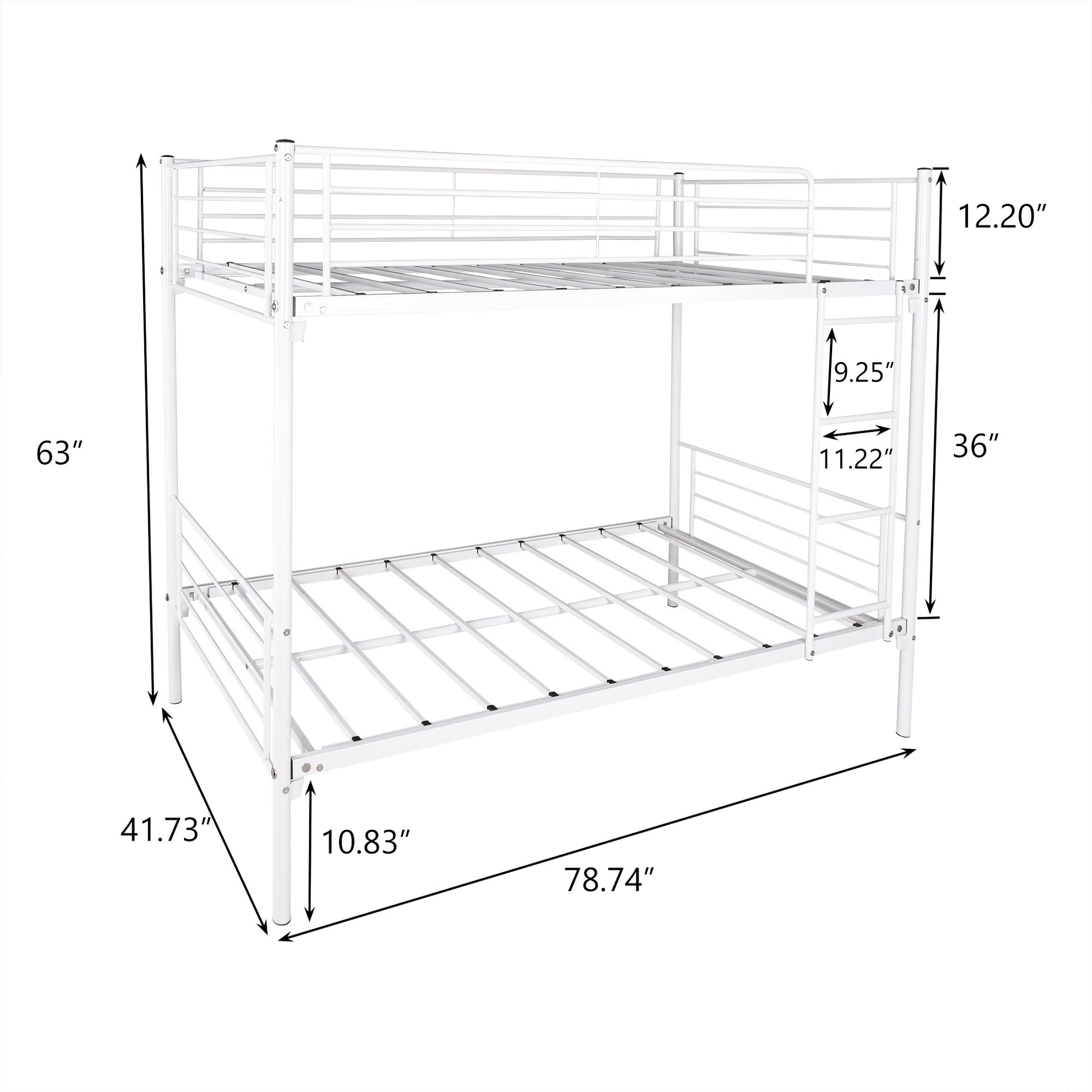 Space Saving Easy Assembly Twin Sized Full Metal Bunk Bedframe with Ladder