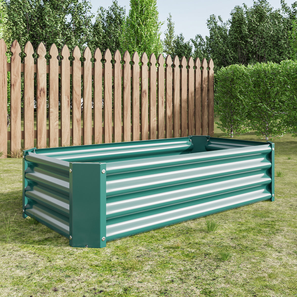 Rectangular Metal Raised Planter Outdoor Garden Plant and Vegetable Bed