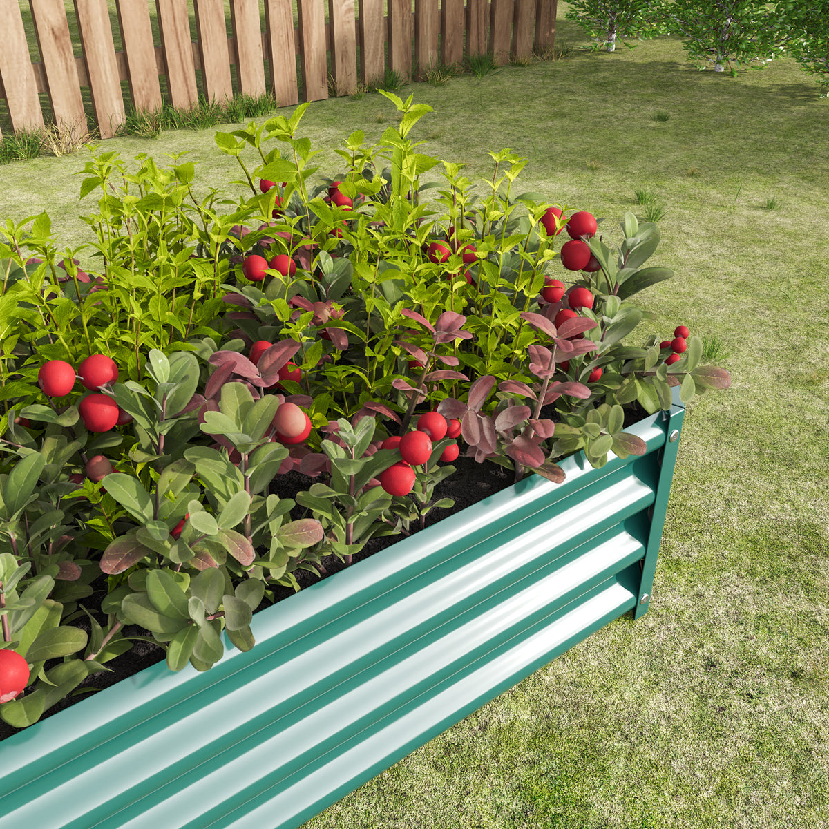 Rectangular Metal Raised Planter Outdoor Garden Plant and Vegetable Bed