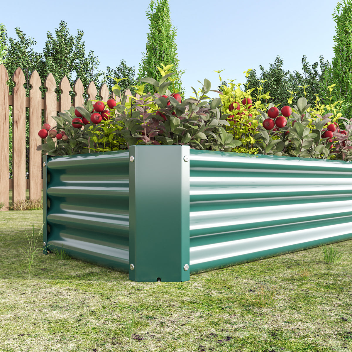 Rectangular Metal Raised Planter Outdoor Garden Plant and Vegetable Bed
