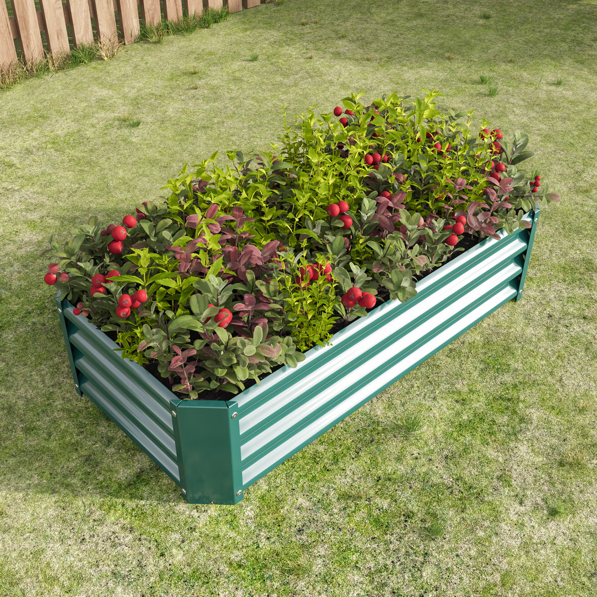Rectangular Metal Raised Planter Outdoor Garden Plant and Vegetable Bed