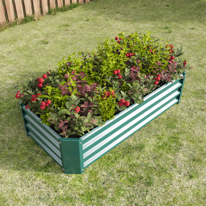 Rectangular Metal Raised Planter Outdoor Garden Plant and Vegetable Bed
