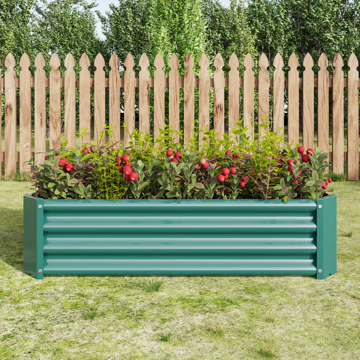 Rectangular Metal Raised Planter Outdoor Garden Plant and Vegetable Bed
