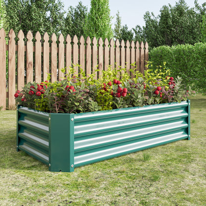 Rectangular Metal Raised Planter Outdoor Garden Plant and Vegetable Bed