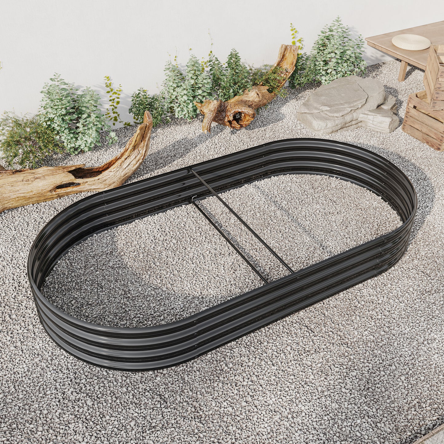 Oval Shaped Metal Raised Planter Outdoor Garden Plant and Vegetable Bed