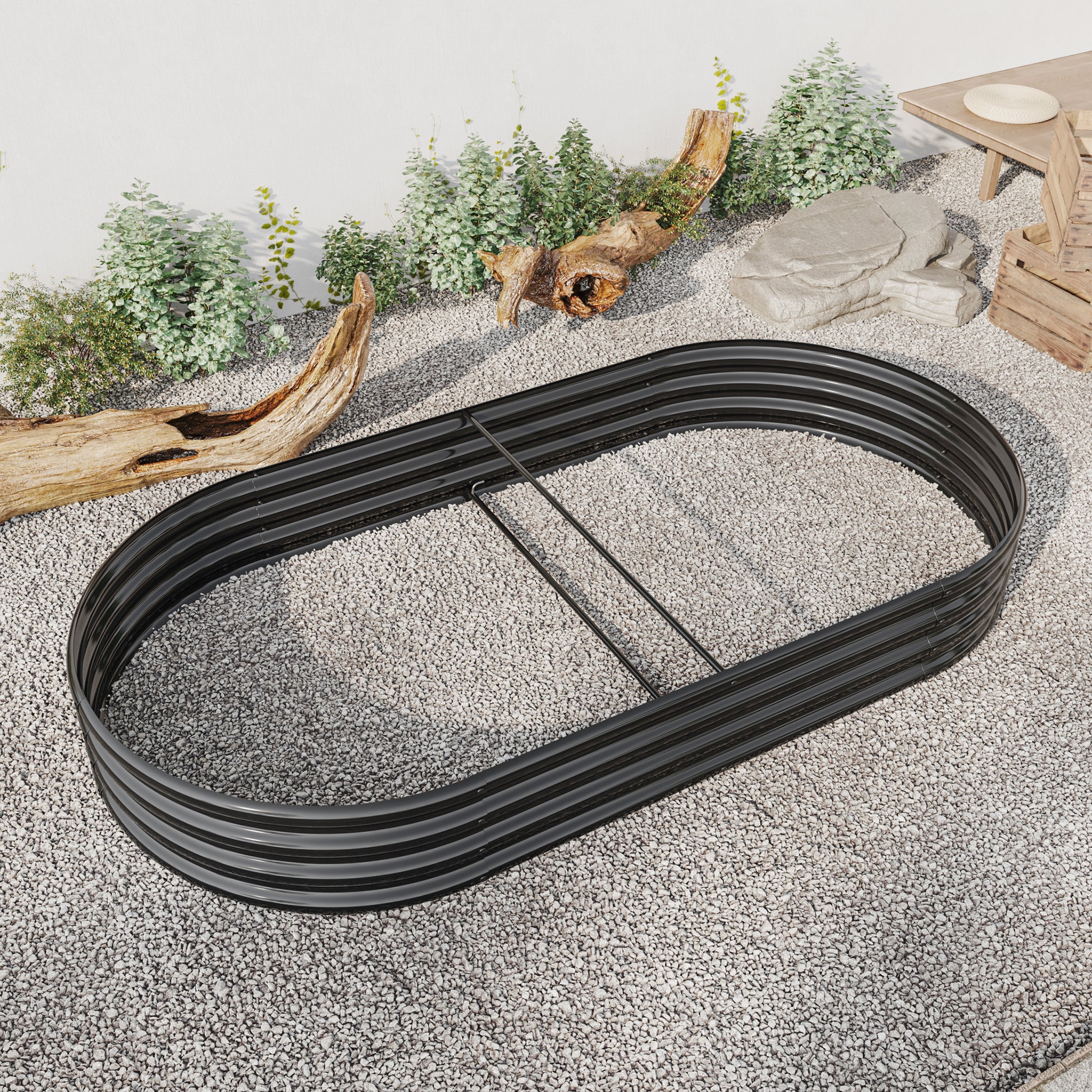 Oval Shaped Metal Raised Planter Outdoor Garden Plant and Vegetable Bed