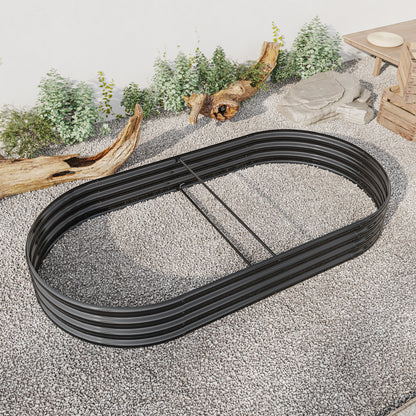 Oval Shaped Metal Raised Planter Outdoor Garden Plant and Vegetable Bed