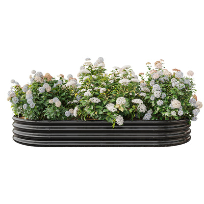 Oval Shaped Metal Raised Planter Outdoor Garden Plant and Vegetable Bed