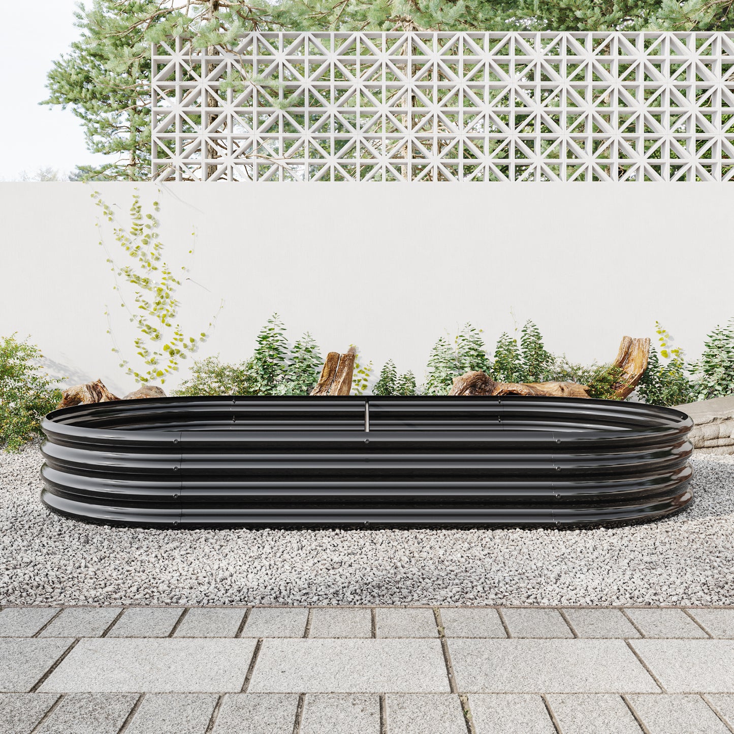 Oval Shaped Metal Raised Planter Outdoor Garden Plant and Vegetable Bed
