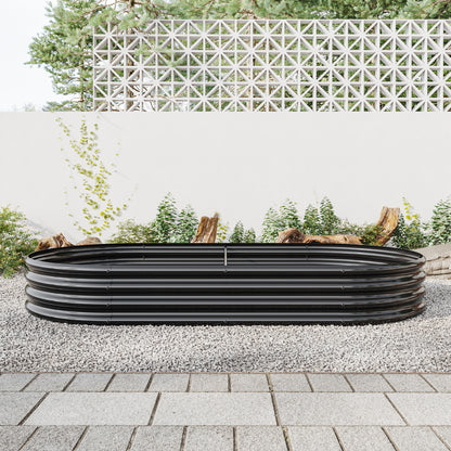 Oval Shaped Metal Raised Planter Outdoor Garden Plant and Vegetable Bed