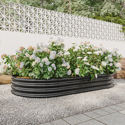 Oval Shaped Metal Raised Planter Outdoor Garden Plant and Vegetable Bed
