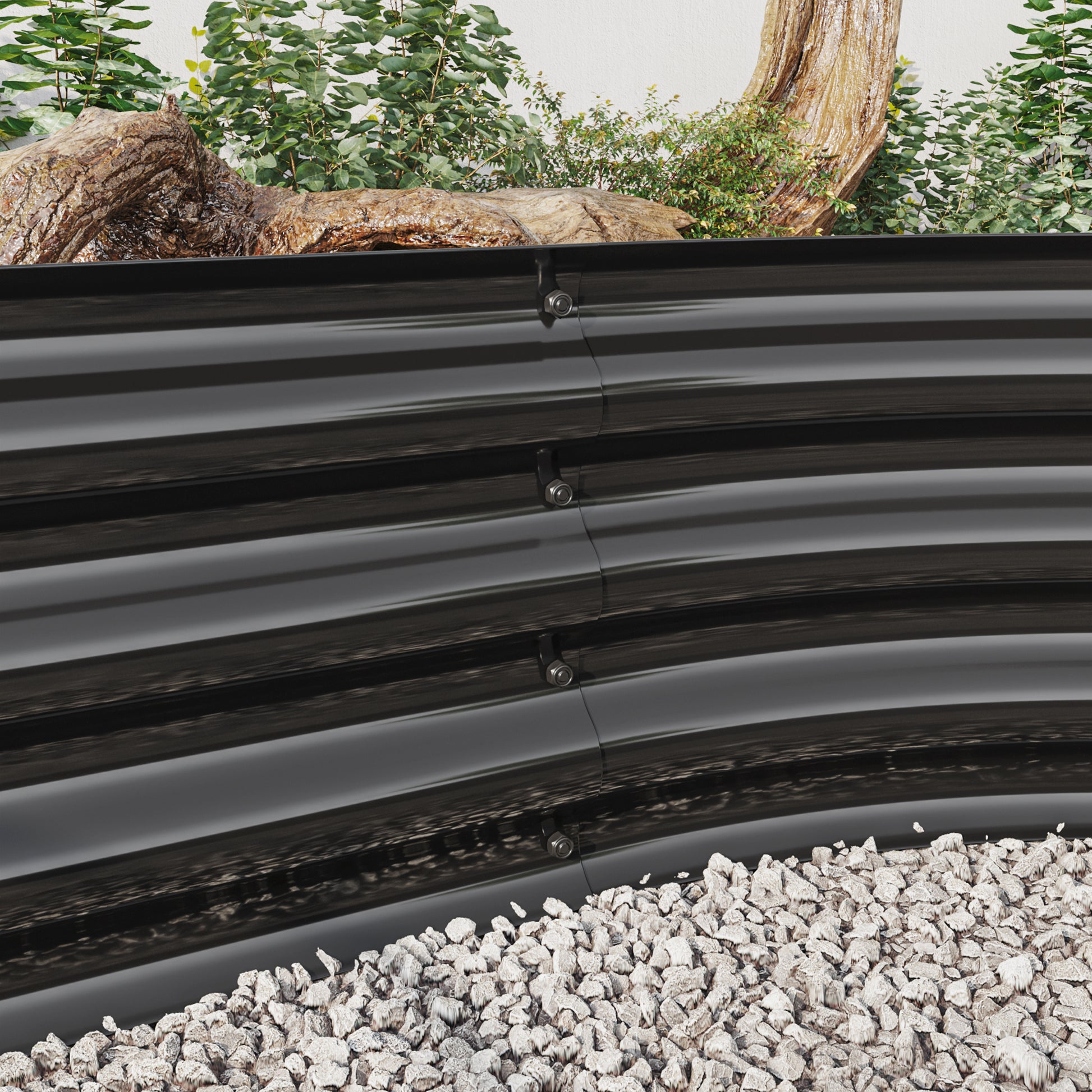 Oval Shaped Metal Raised Planter Outdoor Garden Plant and Vegetable Bed