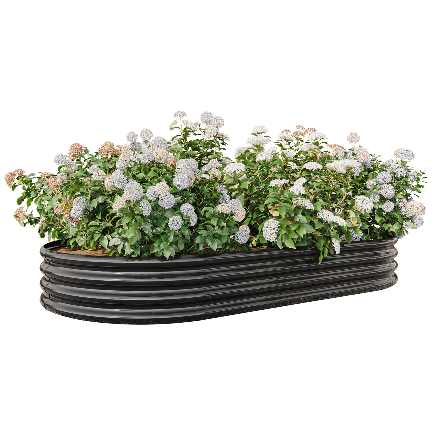 Oval Shaped Metal Raised Planter Outdoor Garden Plant and Vegetable Bed