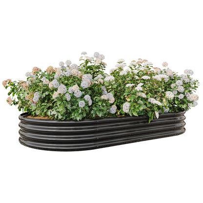 Oval Shaped Metal Raised Planter Outdoor Garden Plant and Vegetable Bed