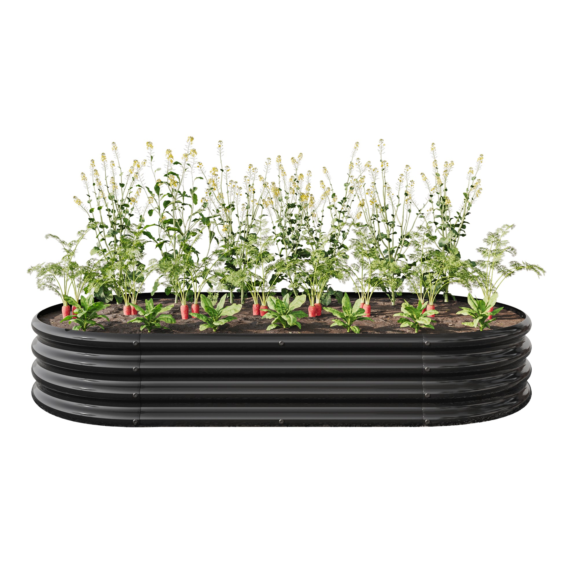 Large Oval Shaped Metal Raised Planter Outdoor Garden Plant Vegetable Bed