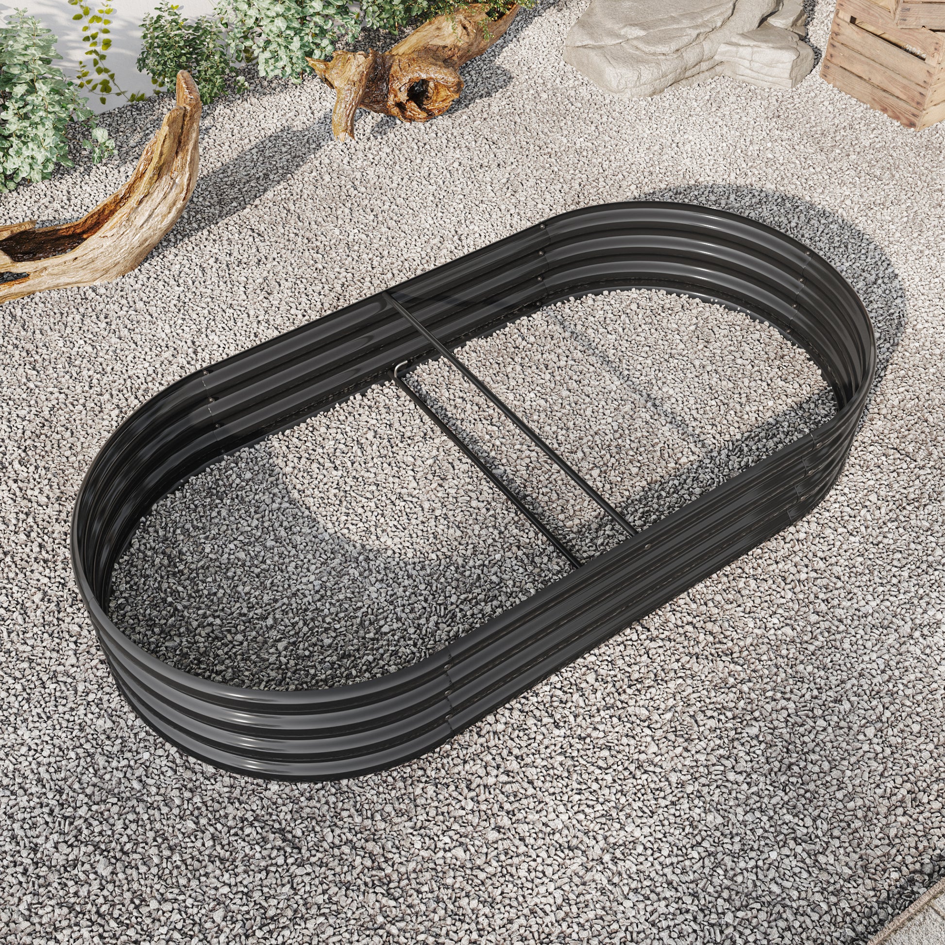 Large Oval Shaped Metal Raised Planter Outdoor Garden Plant Vegetable Bed