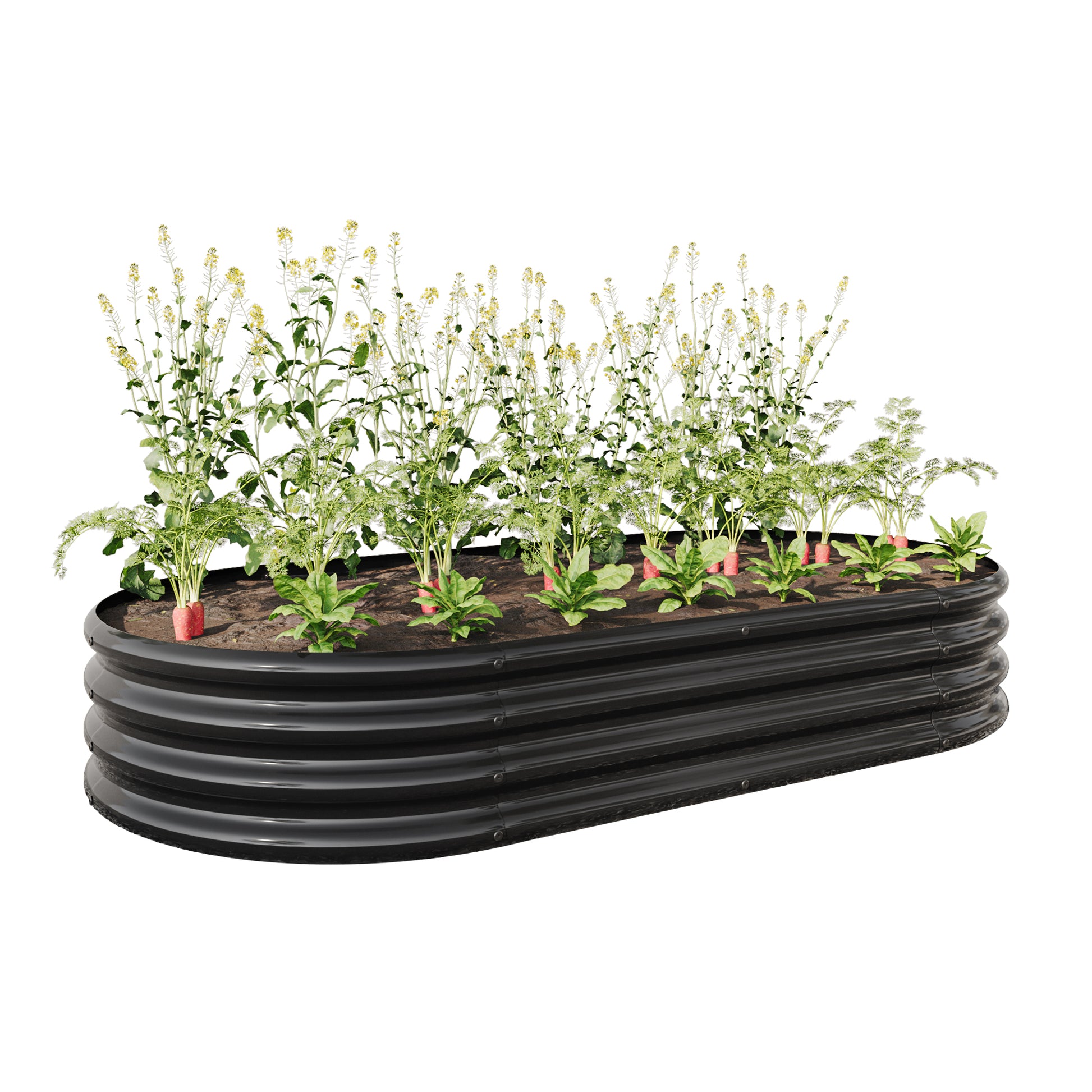 Large Oval Shaped Metal Raised Planter Outdoor Garden Plant Vegetable Bed