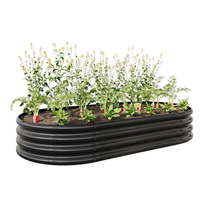 Large Oval Shaped Metal Raised Planter Outdoor Garden Plant Vegetable Bed