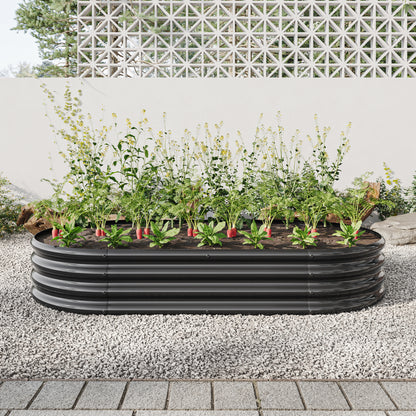 Large Oval Shaped Metal Raised Planter Outdoor Garden Plant Vegetable Bed