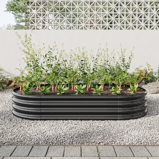 Large Oval Shaped Metal Raised Planter Outdoor Garden Plant Vegetable Bed