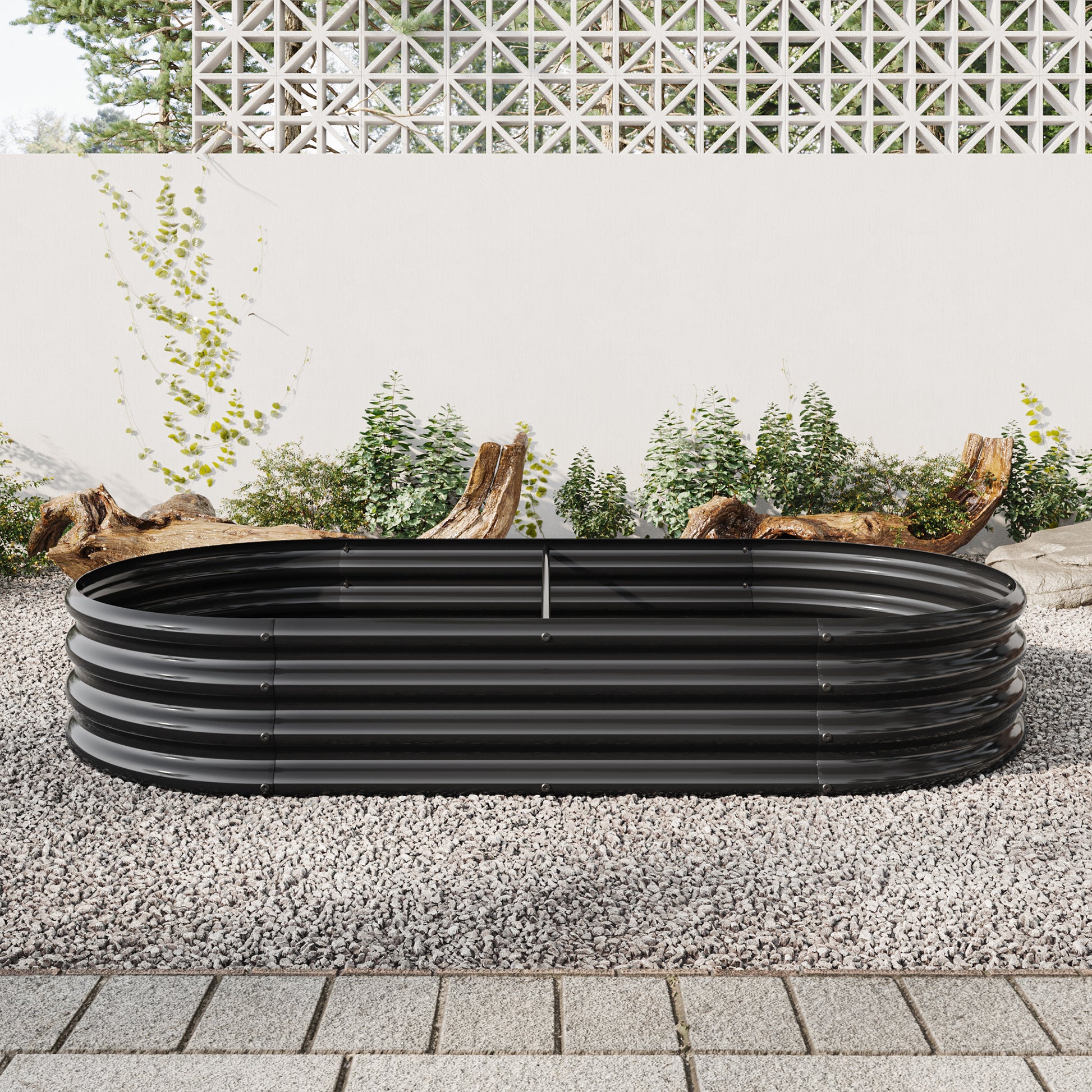 Large Oval Shaped Metal Raised Planter Outdoor Garden Plant Vegetable Bed