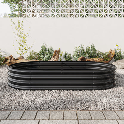 Large Oval Shaped Metal Raised Planter Outdoor Garden Plant Vegetable Bed