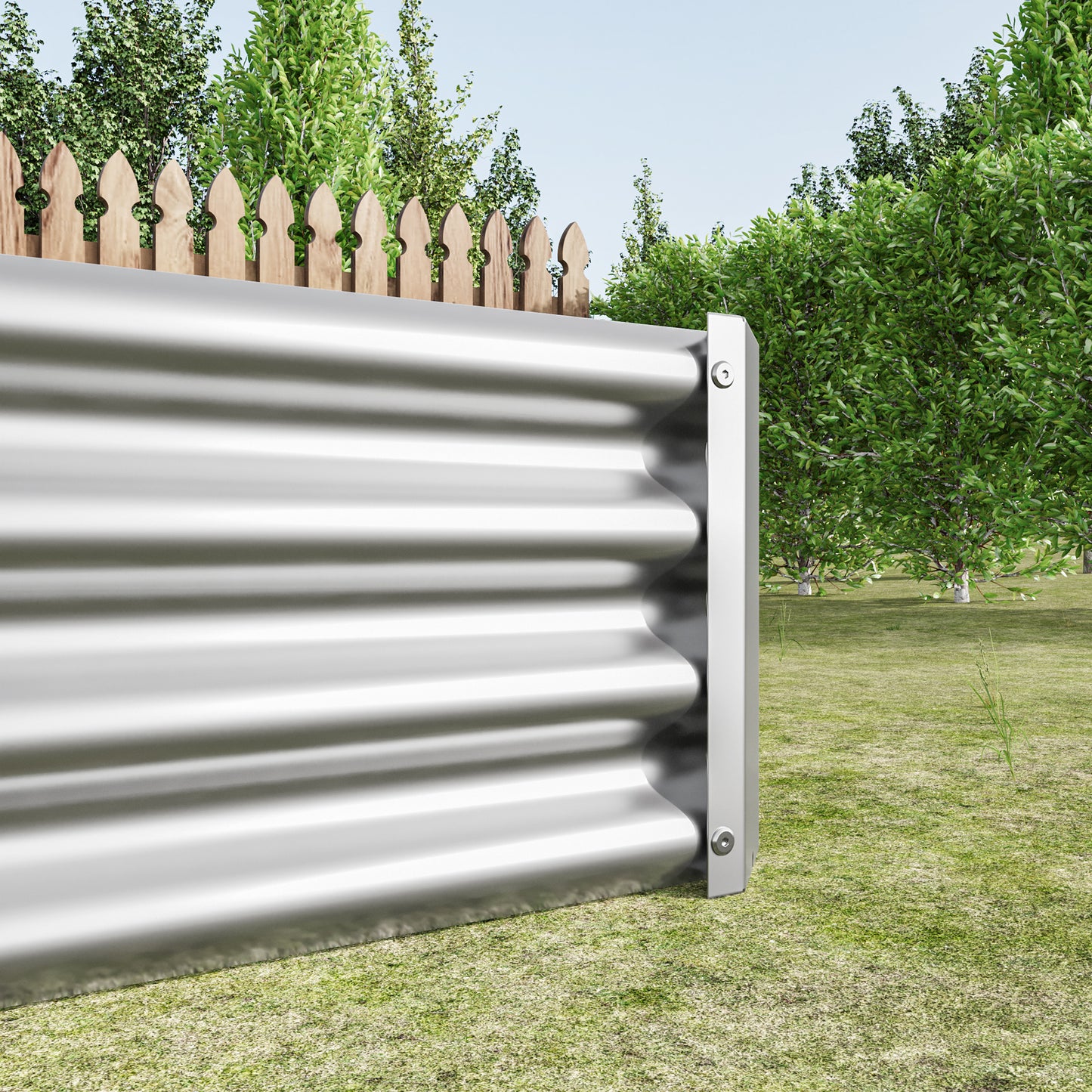 Rectangular Metal Raised Planter Outdoor Garden Plant Vegetable Bed- Silver