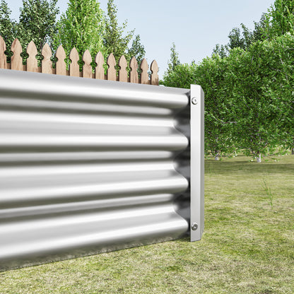 Rectangular Metal Raised Planter Outdoor Garden Plant Vegetable Bed- Silver