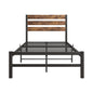 Twin-Sized Platform Bedframe with Slats and Rustic Wooden Head Board