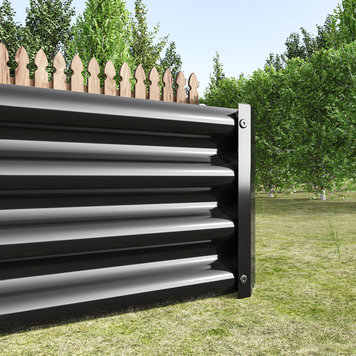 Rectangular Metal Raised Planter Outdoor Garden Plant Vegetable Bed- Black